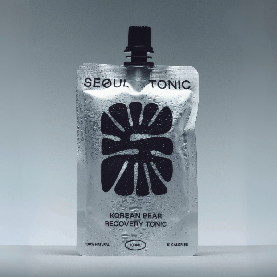 Seoul Tonic Korean Pear Recovery Tonic packaging on a gray background