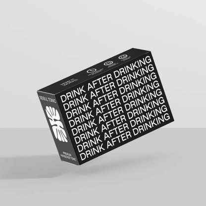 Black box of Seoul Tonic with white text and branding on a gray background